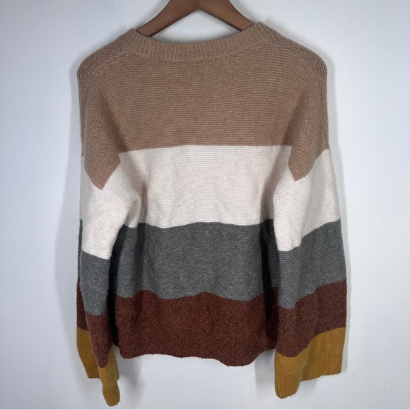 Madewell Andria Pullover Sweater in Coziest Yarn Size Medium Neutral Stripes - Picture 7 of 7